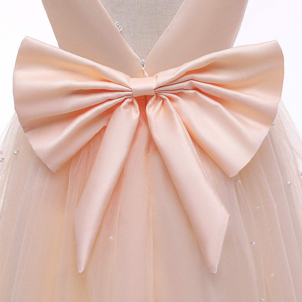Pink Embellished Bow Detail Maxi Dress