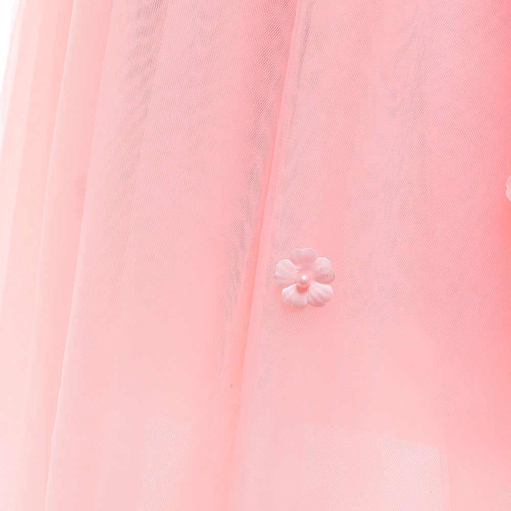 Girls Pink Embellished Bow Detail Gown