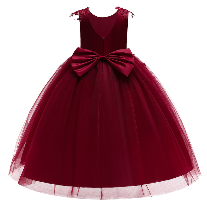 Girls Maroon Embellished Maxi Dress