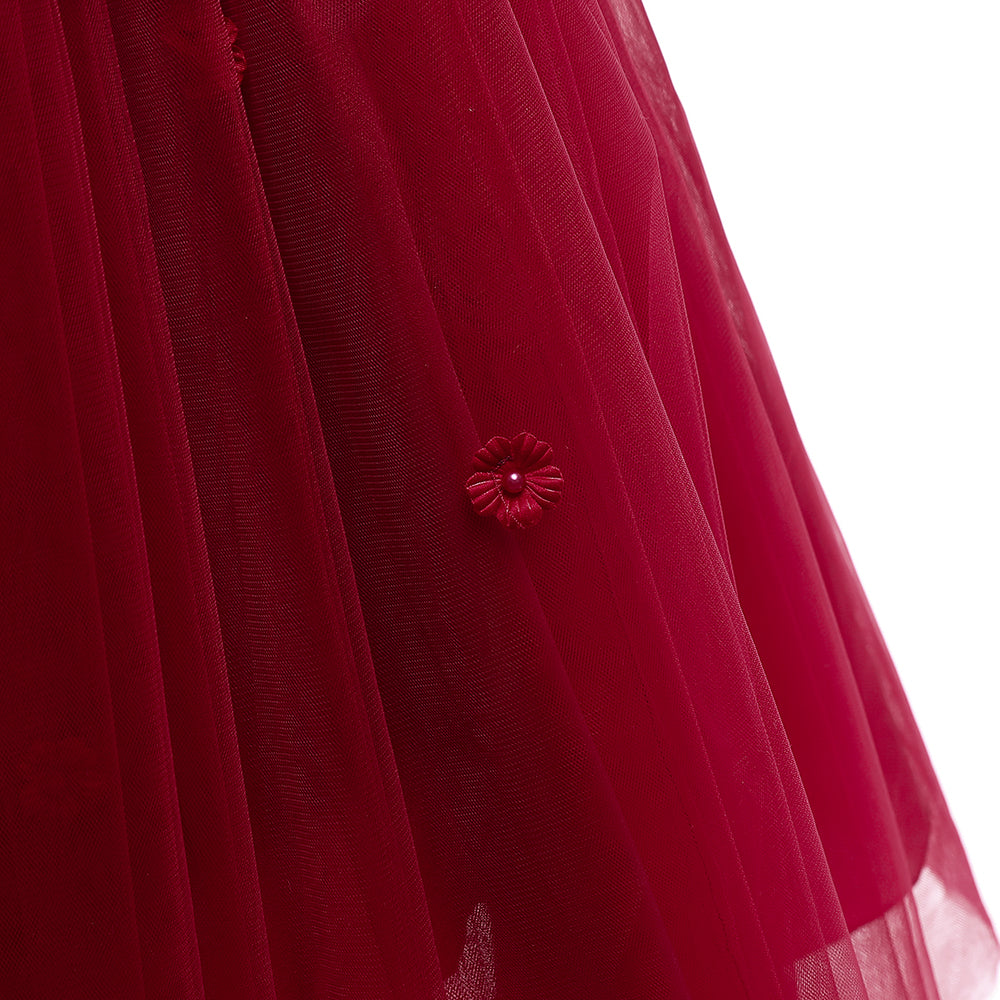 Girls Maroon Embellished Maxi Dress