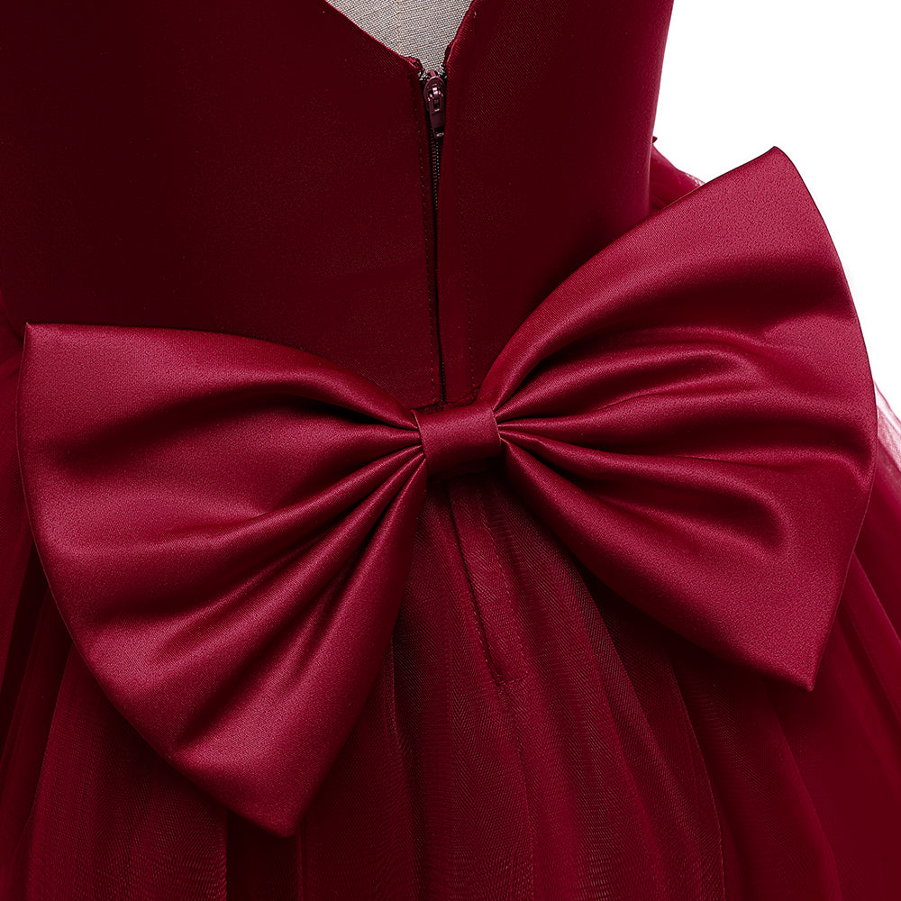 Girls Maroon Embellished Maxi Dress