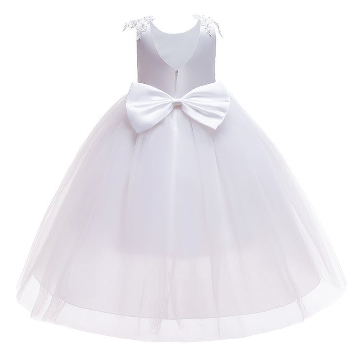 White Girls Embellished Applique Gown Maxi Dress