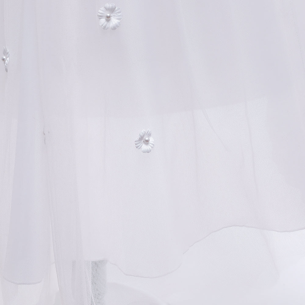 White Girls Embellished Applique Gown Maxi Dress