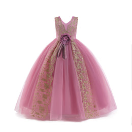 Girls Floral Embroidered Gown Maxi Dress