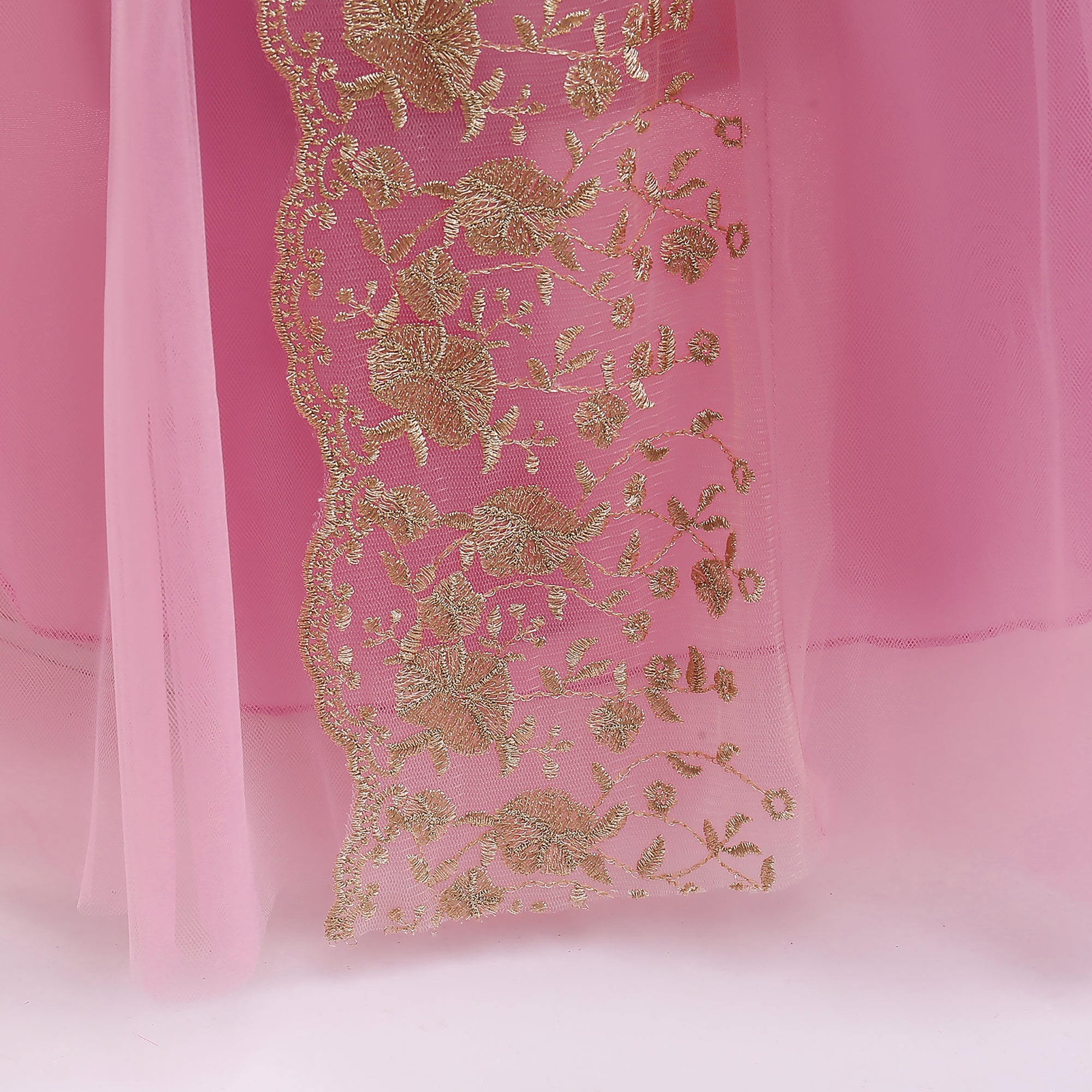 Girls Floral Embroidered Gown Maxi Dress