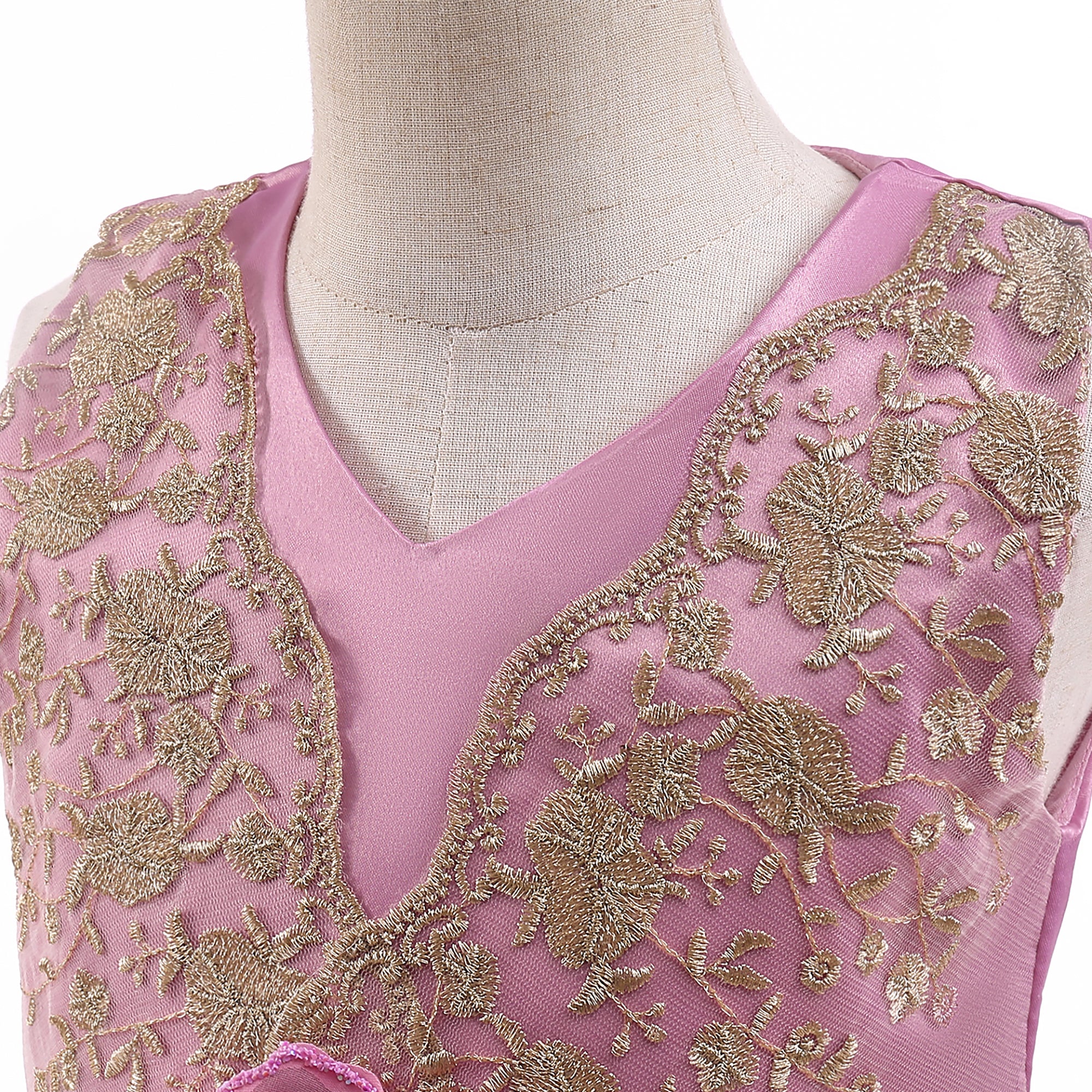 Girls Floral Embroidered Gown Maxi Dress