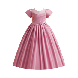 Girls Pink Round Neck Gown Party Dress