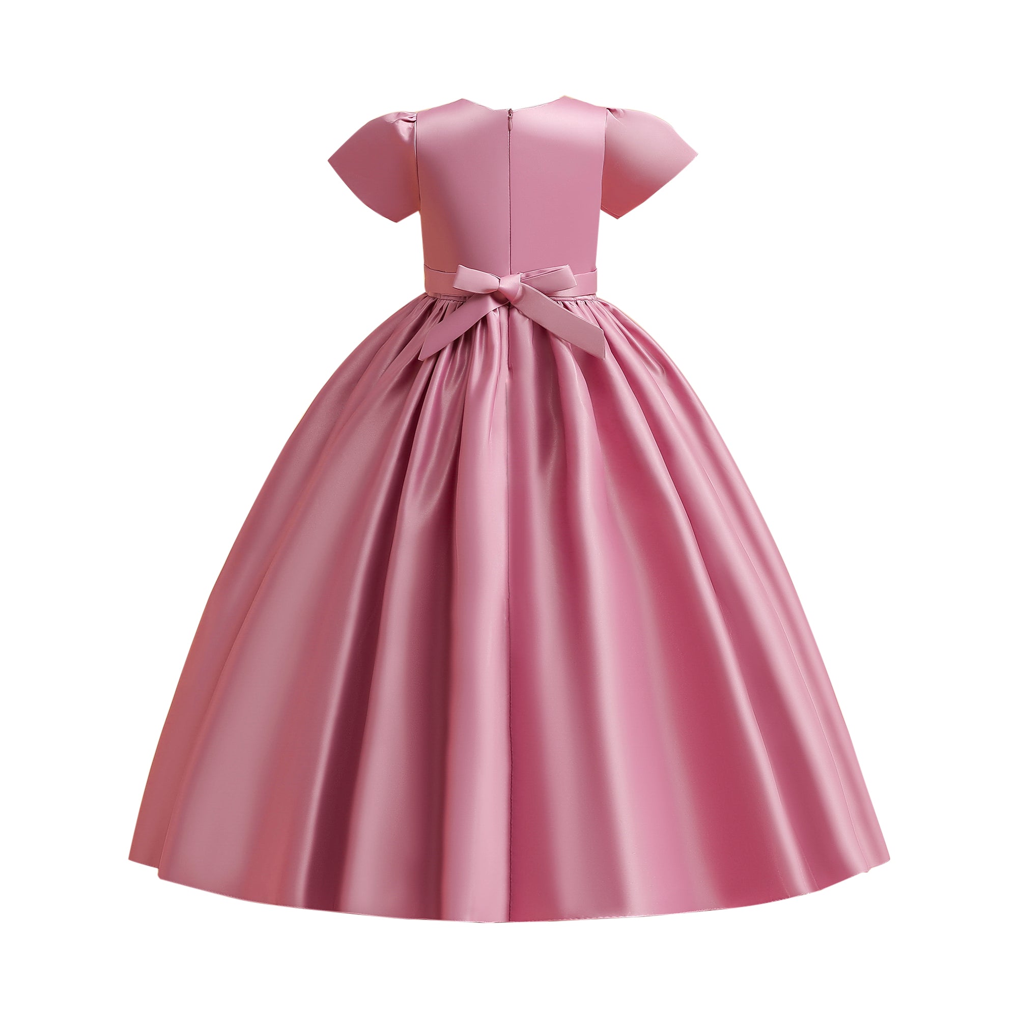 Girls Pink Round Neck Gown Party Dress