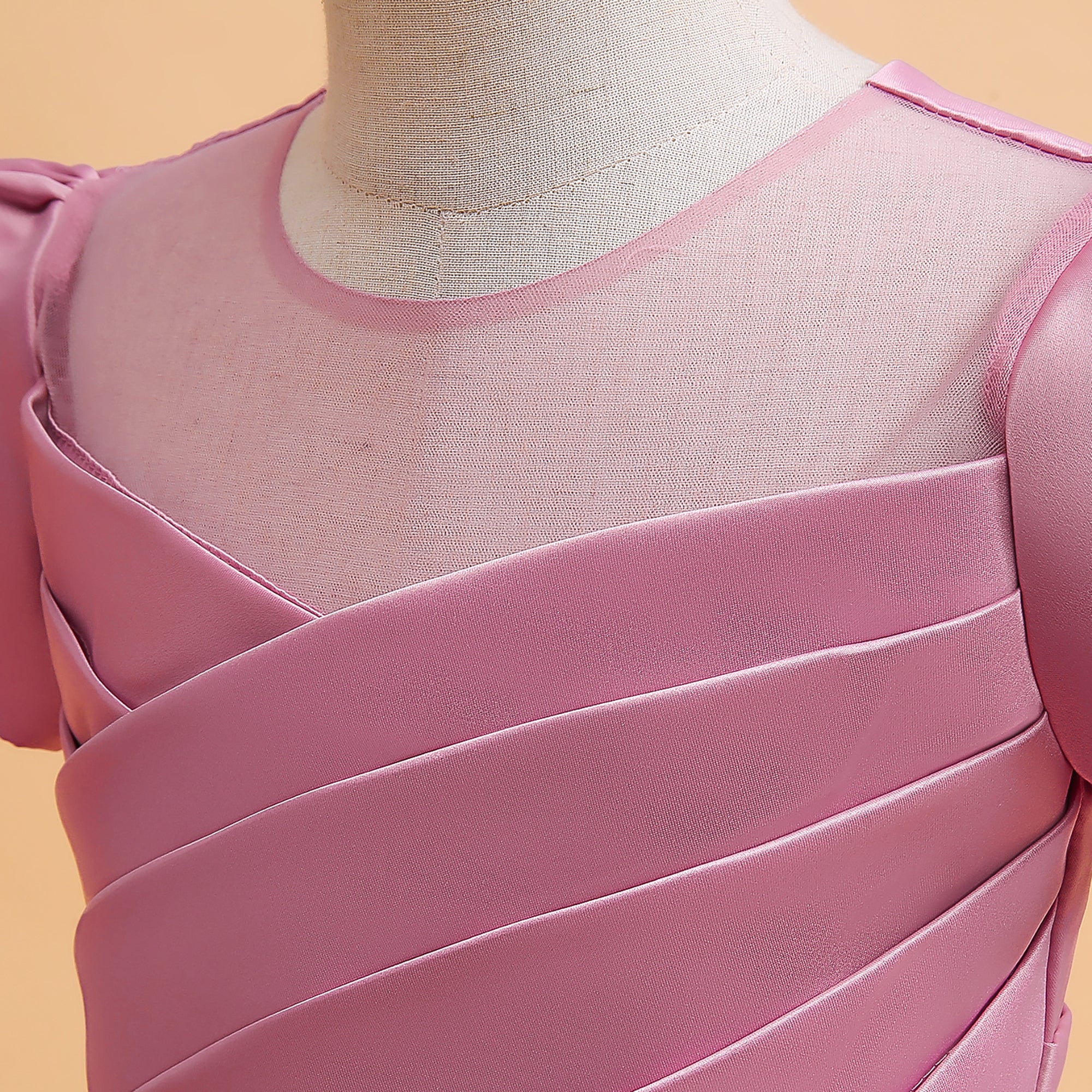 Girls Pink Round Neck Gown Party Dress