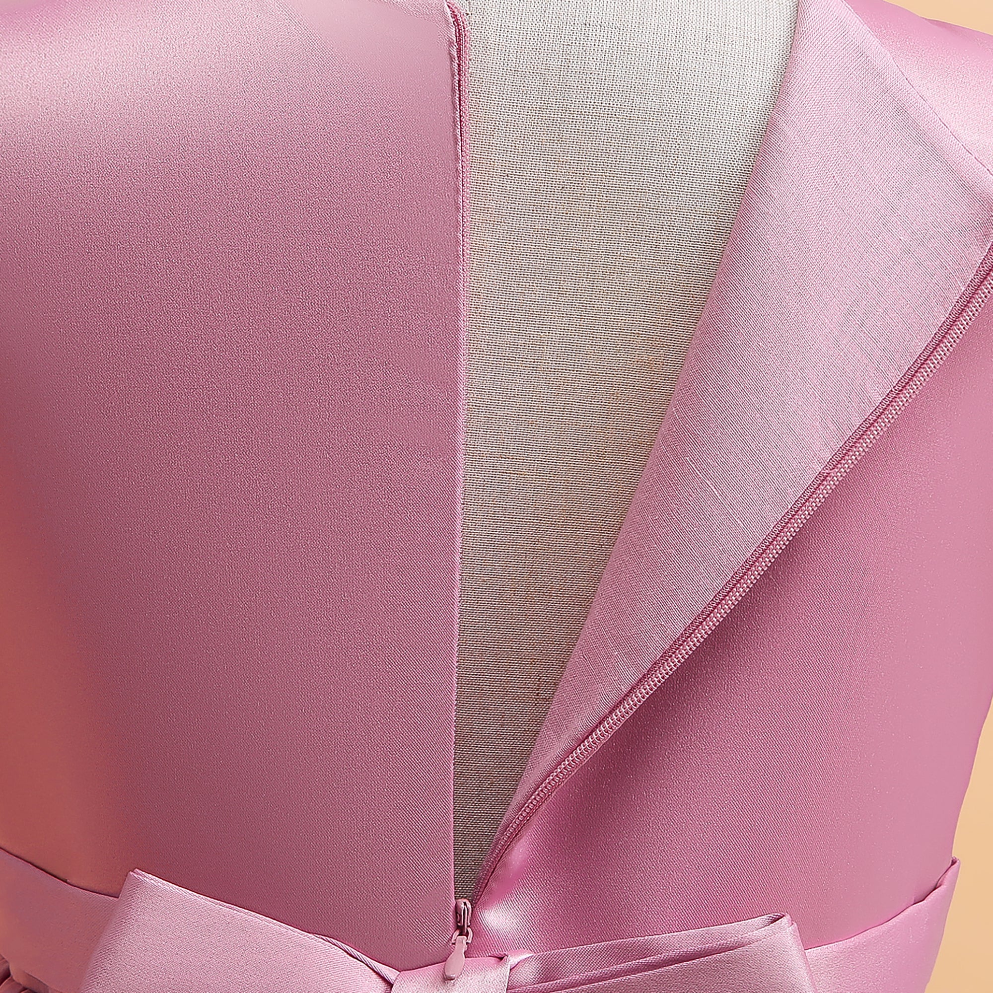 Girls Pink Round Neck Gown Party Dress