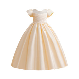 Girls Cream-Coloured Pleated Gown Maxi Dress