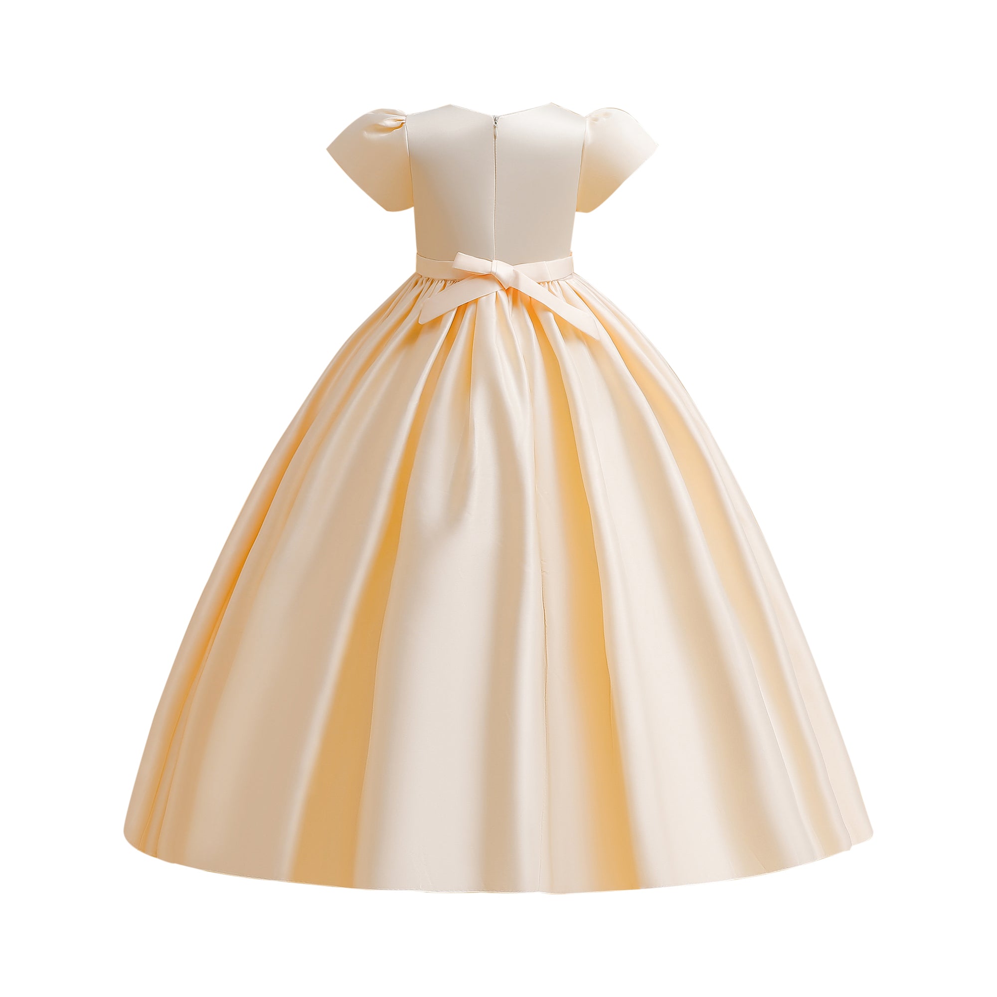 Girls Cream-Coloured Pleated Gown Maxi Dress