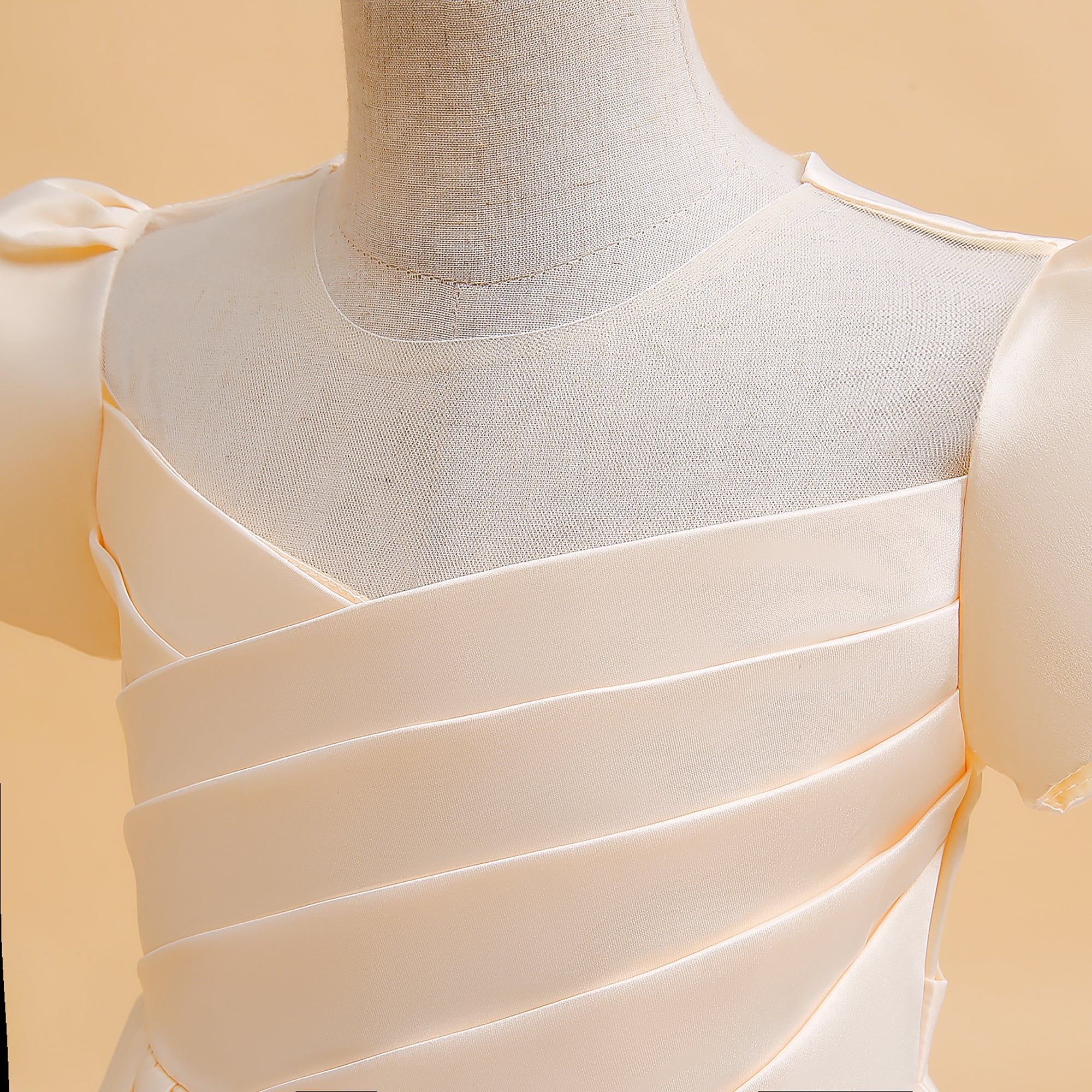 Girls Cream-Coloured Pleated Gown Maxi Dress