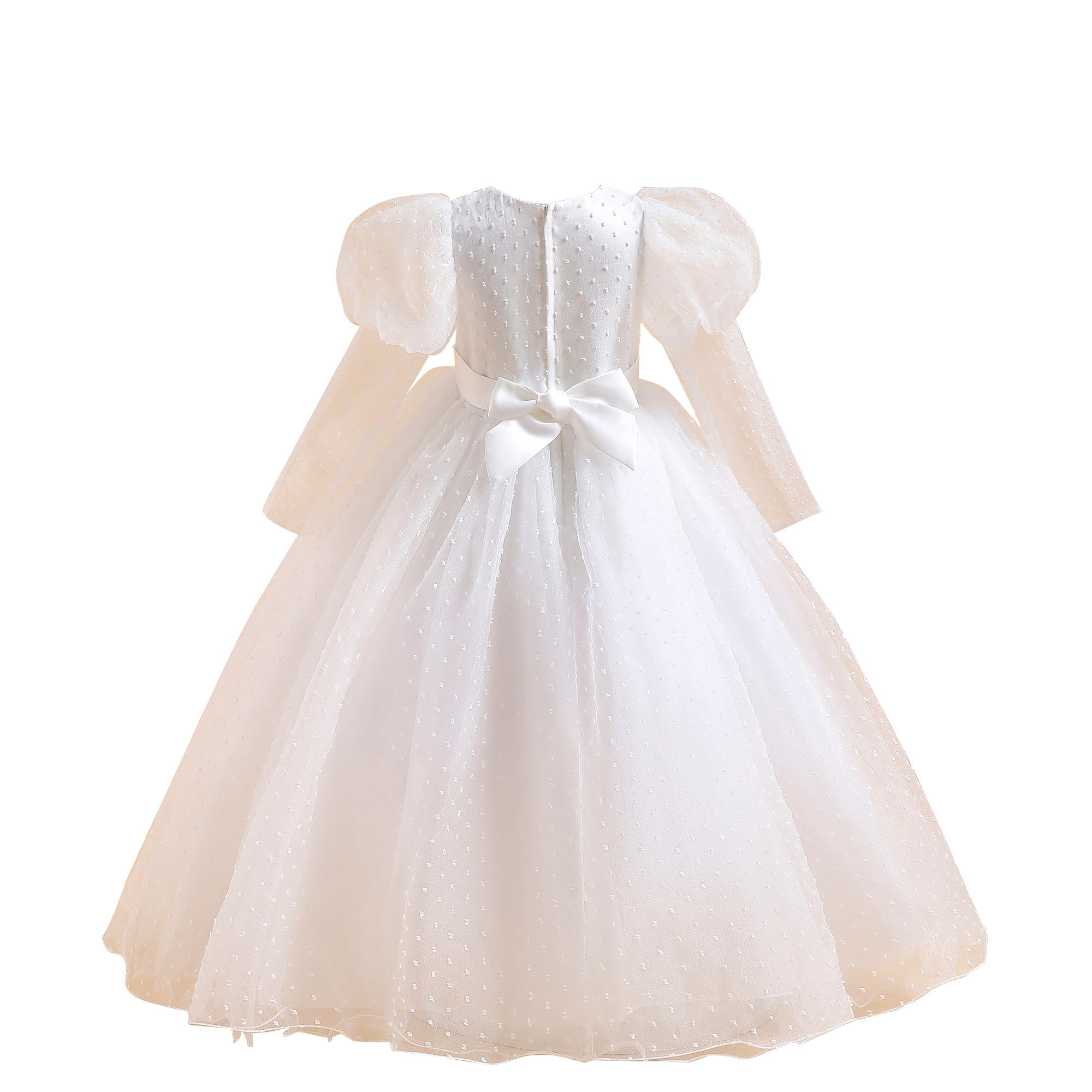Girls White Self Design A Line Maxi Dress