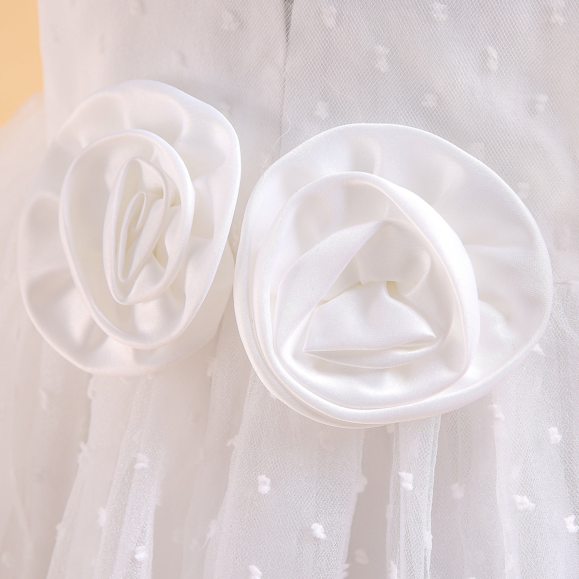 Girls White Self Design A Line Maxi Dress