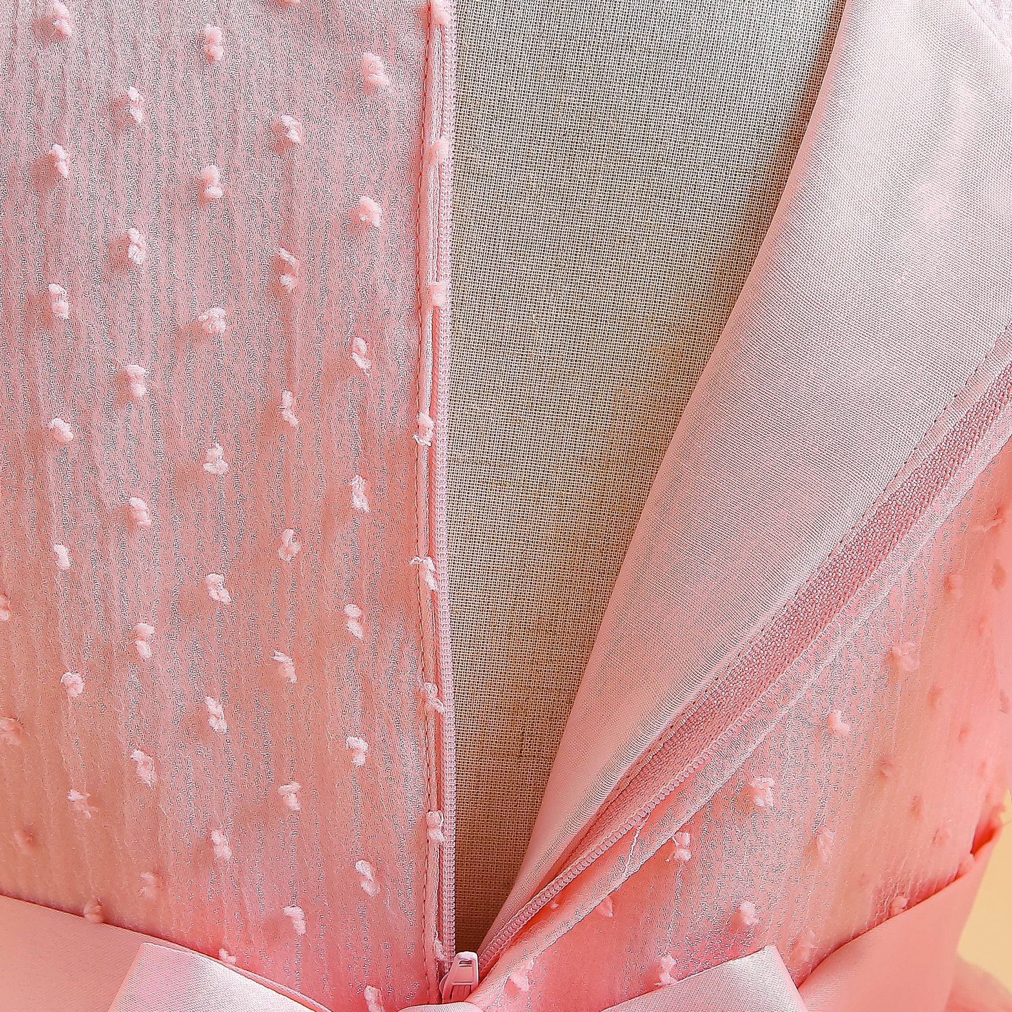 Pink Girls Round Neck Puff Sleeves Corsage Detail Fit & Flare Maxi Dress
