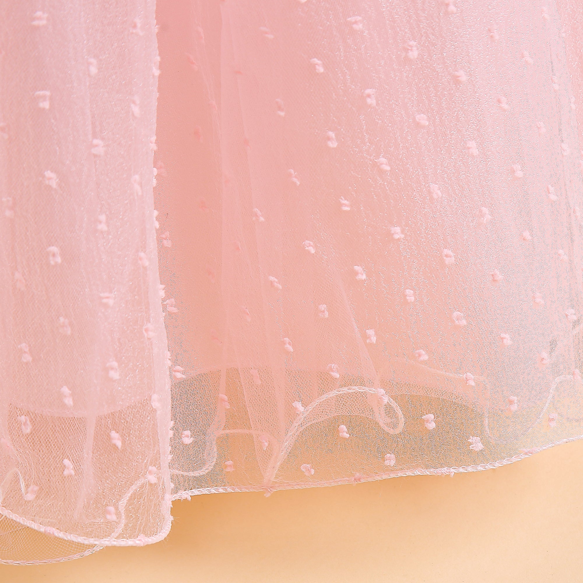 Pink Girls Round Neck Puff Sleeves Corsage Detail Fit & Flare Maxi Dress