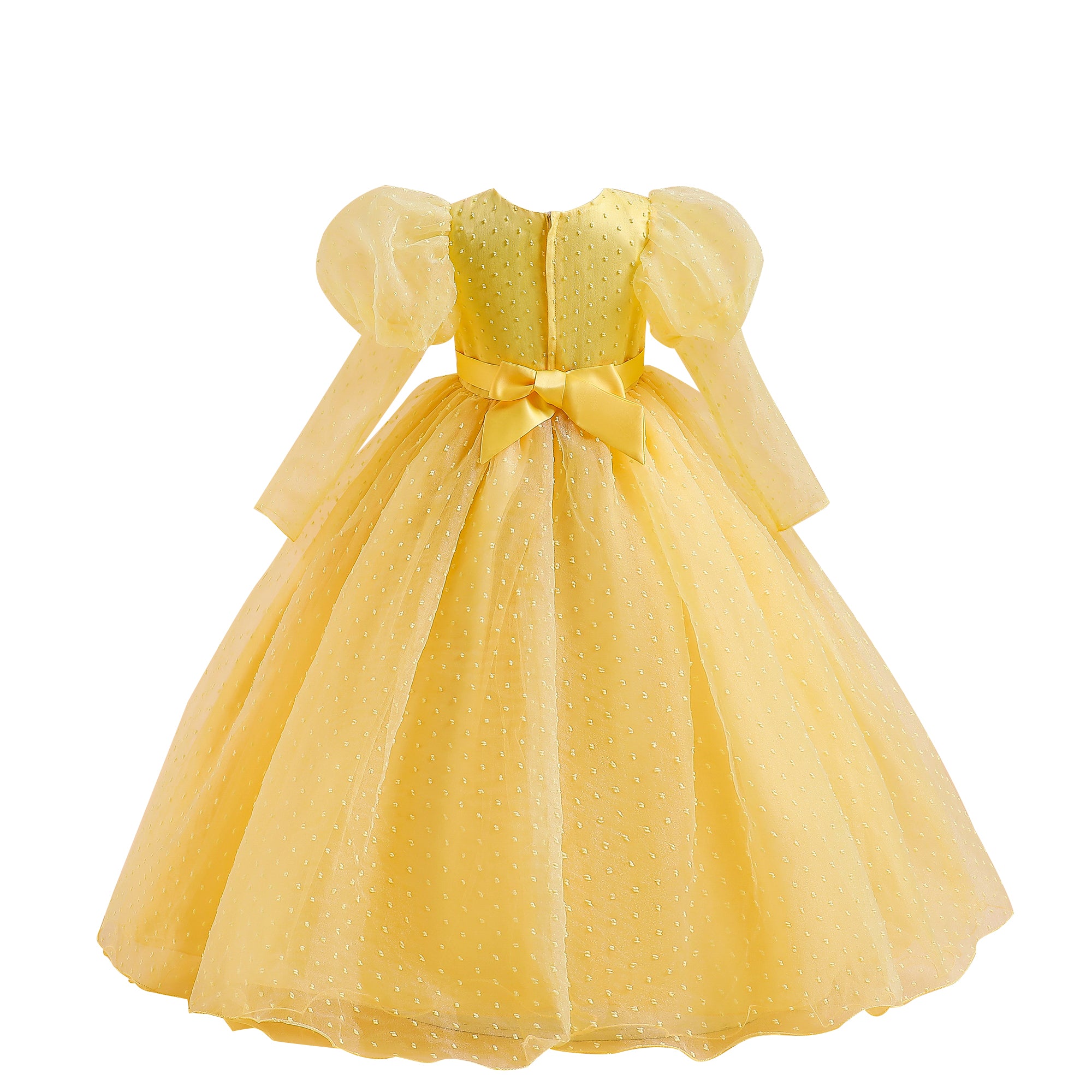 Yellow Puff Sleeve Fit & Flare Maxi Dress