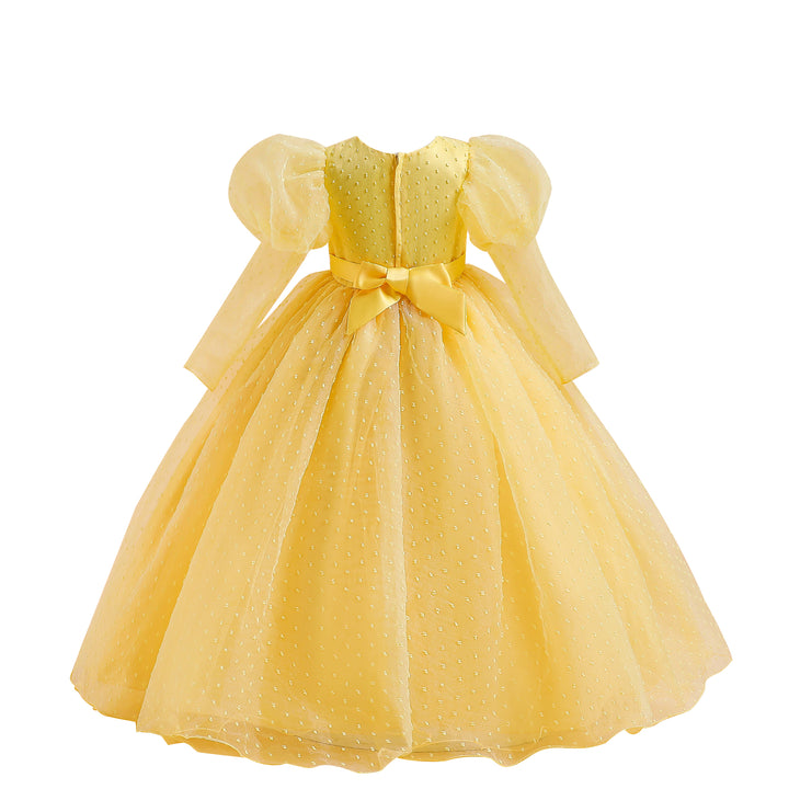 Yellow Puff Sleeve Fit & Flare Maxi Dress