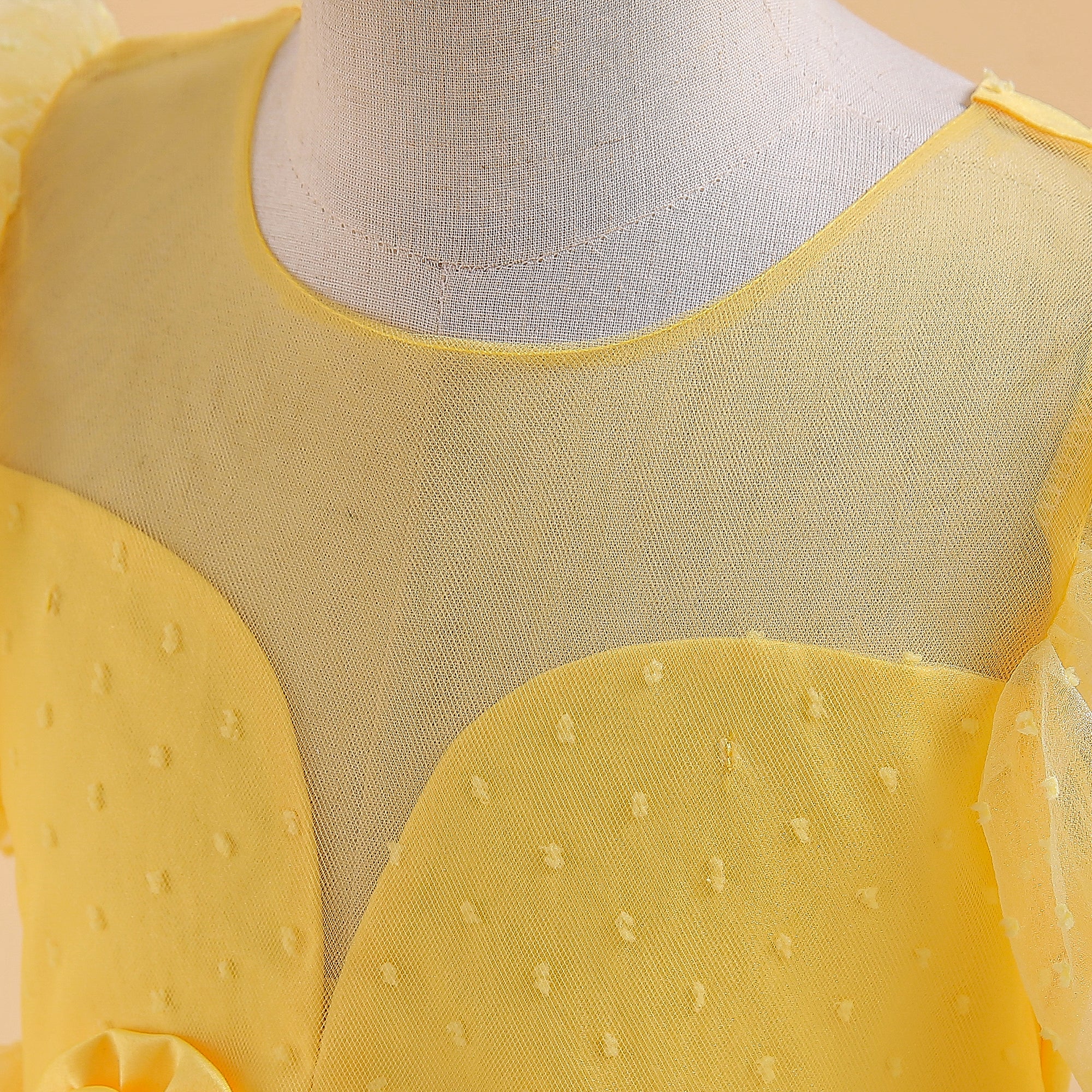 Yellow Puff Sleeve Fit & Flare Maxi Dress