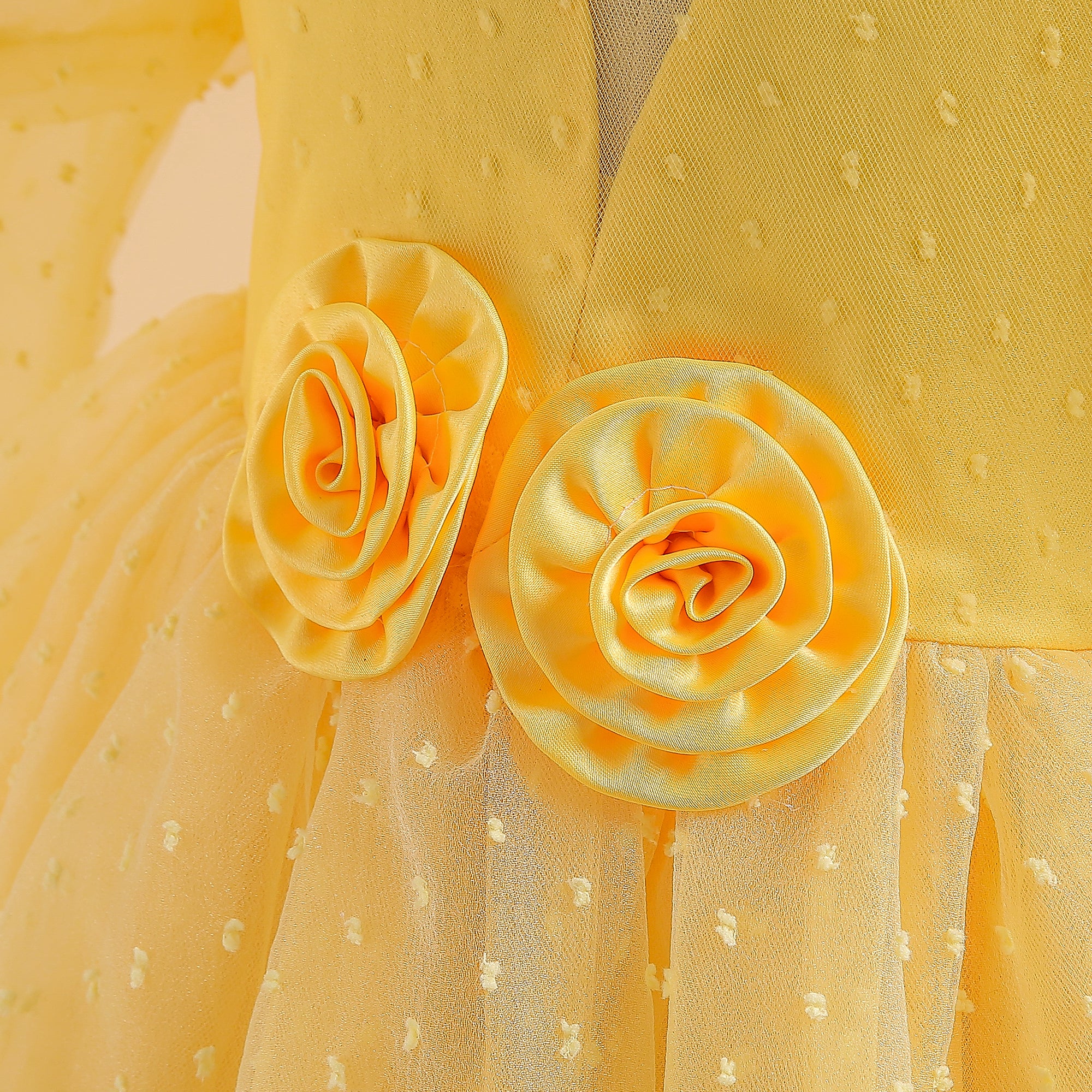 Yellow Puff Sleeve Fit & Flare Maxi Dress