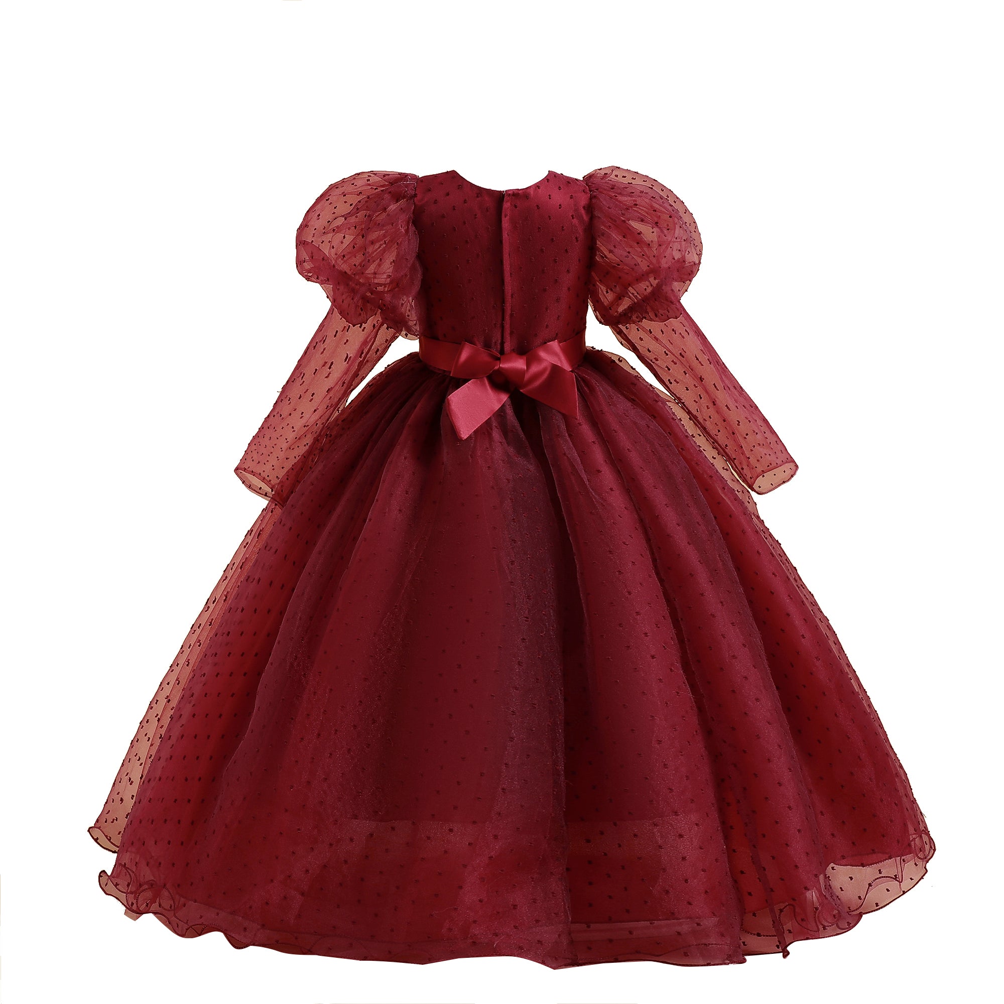 Maroon & persian plum Puff Sleeve Fit & Flare Maxi Dress
