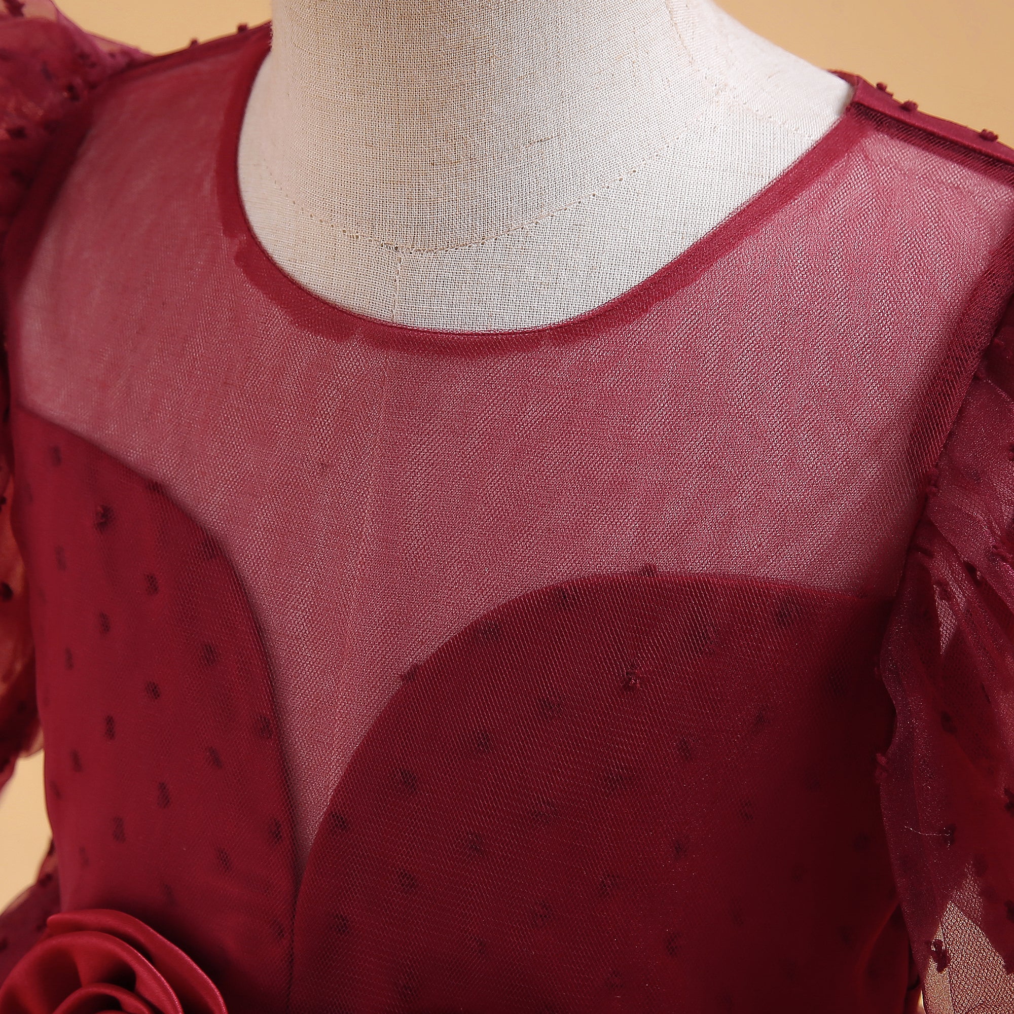 Maroon & persian plum Puff Sleeve Fit & Flare Maxi Dress