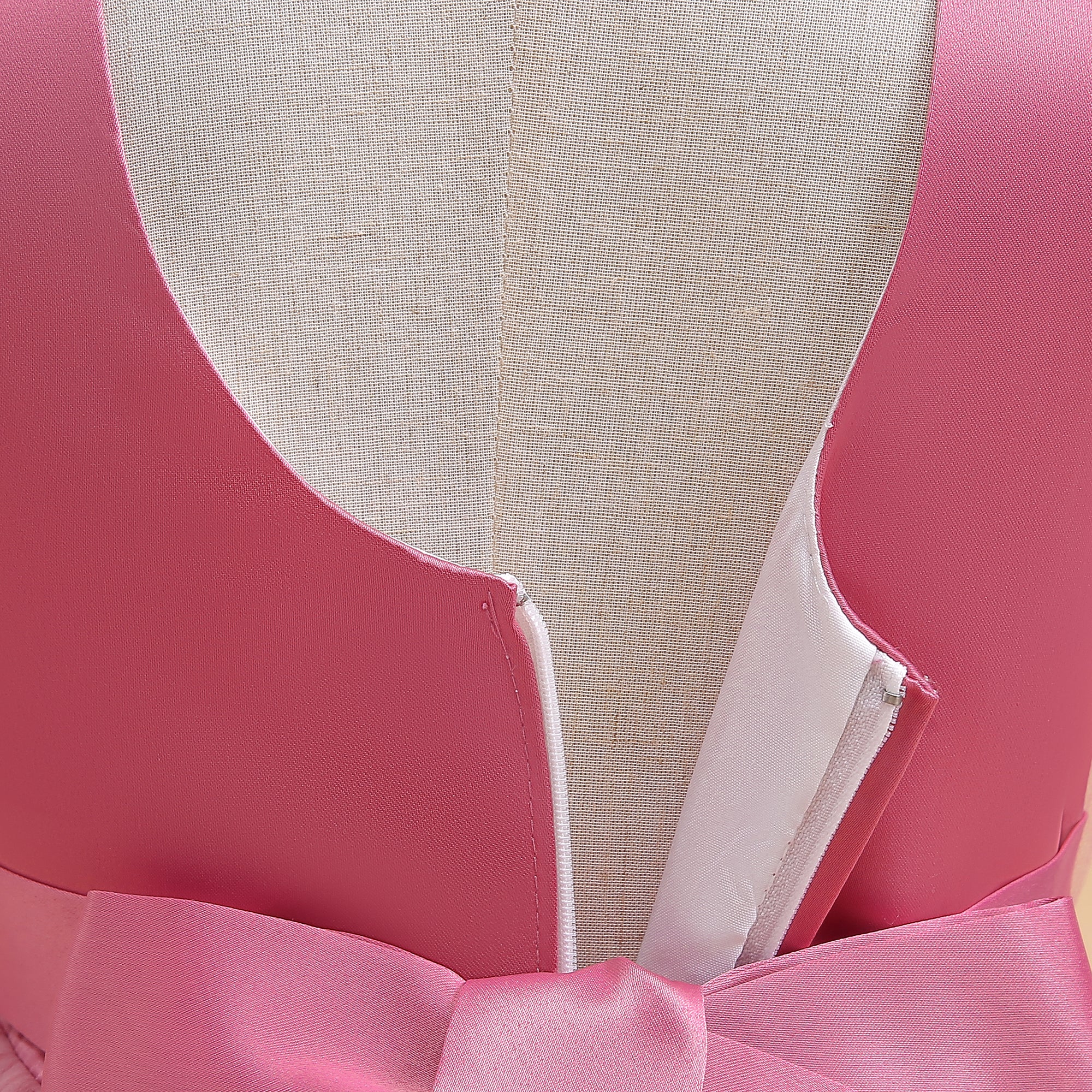 Girls Pink Round Neck Layered Gown Dress