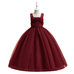 Girls Maroon Maxi Party Dress