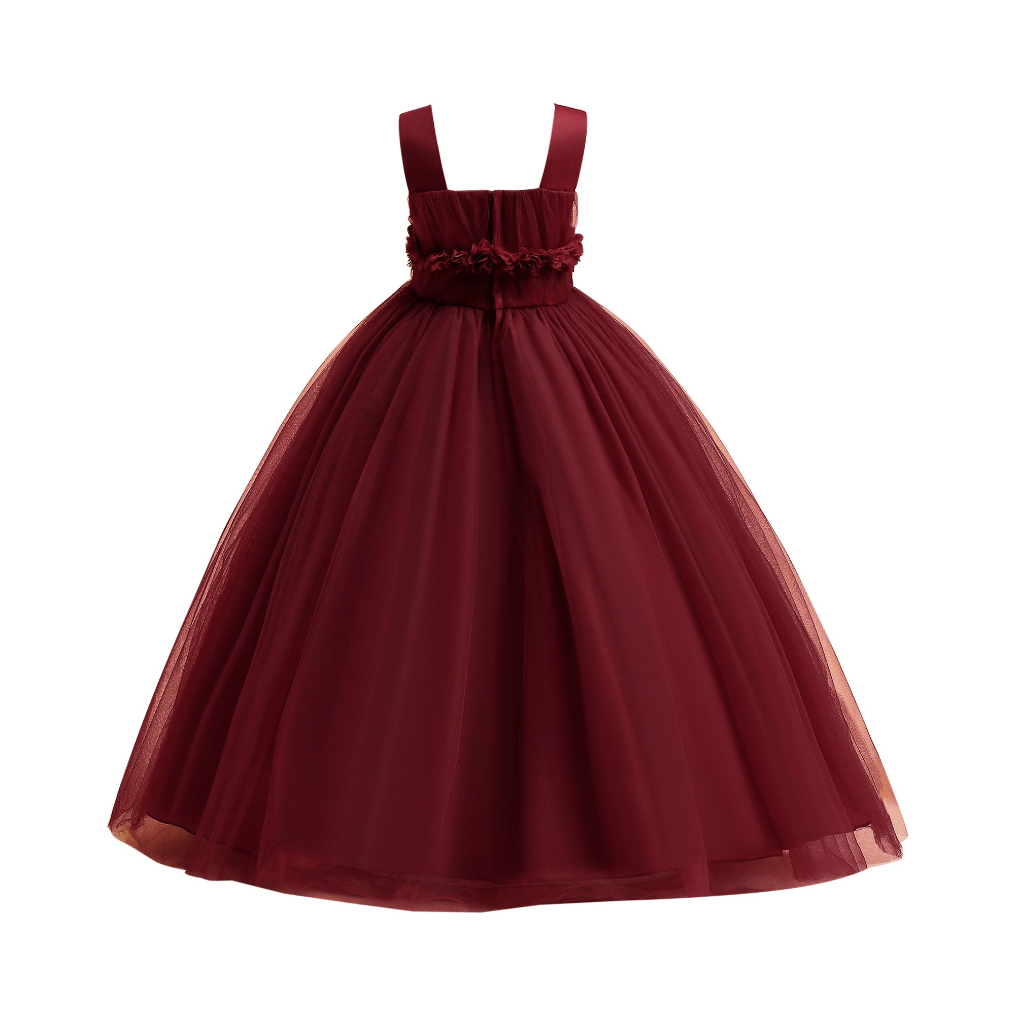 Girls Maroon Maxi Party Dress