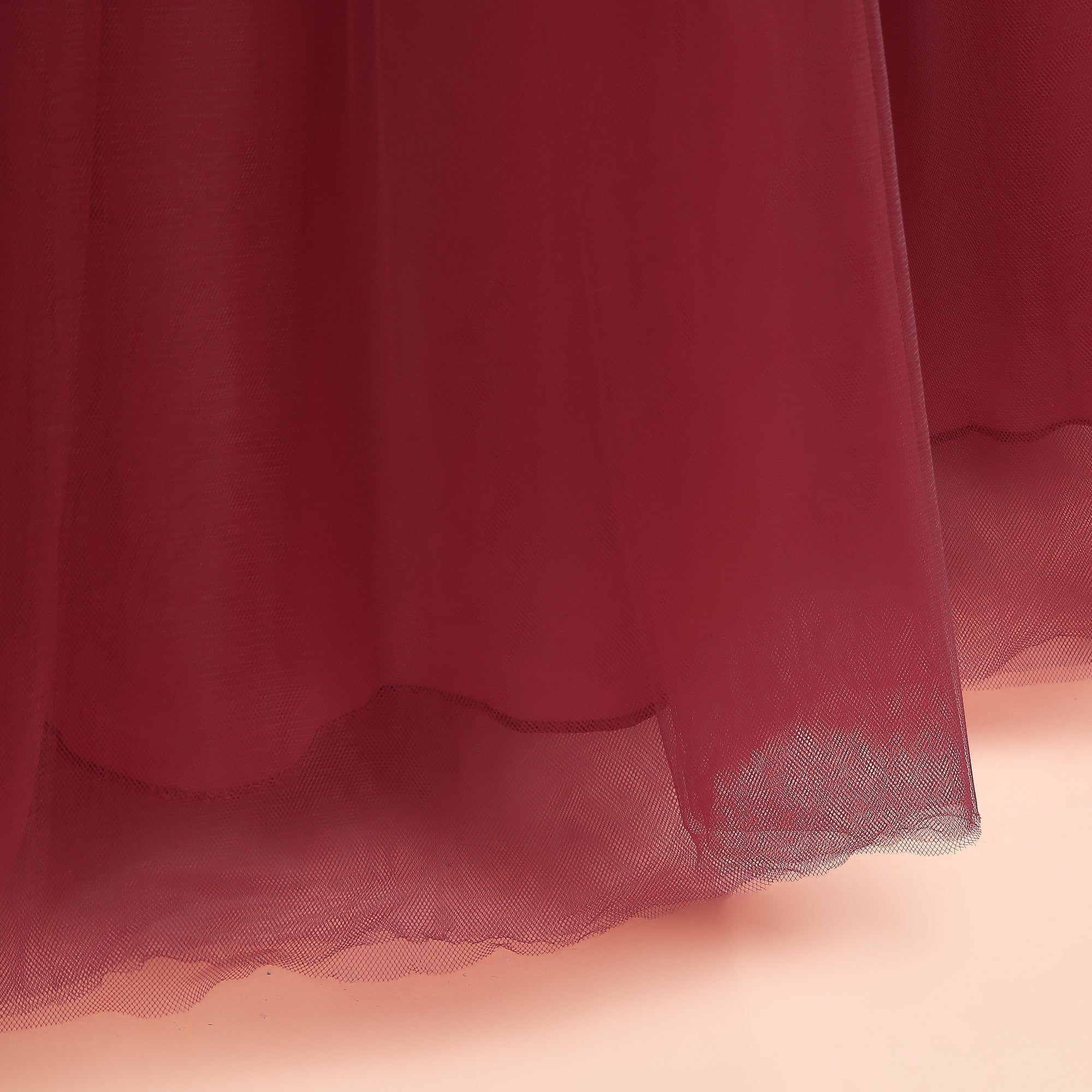 Girls Maroon Maxi Party Dress