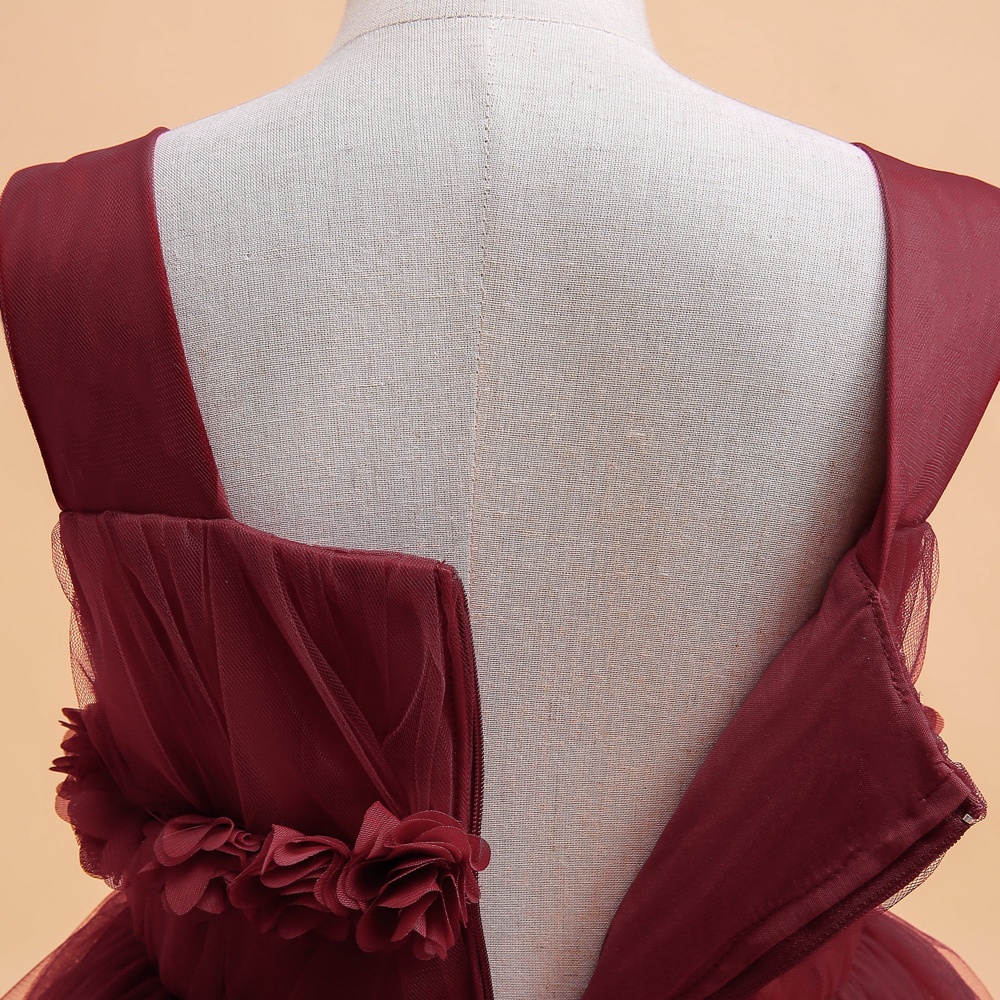Girls Maroon Maxi Party Dress