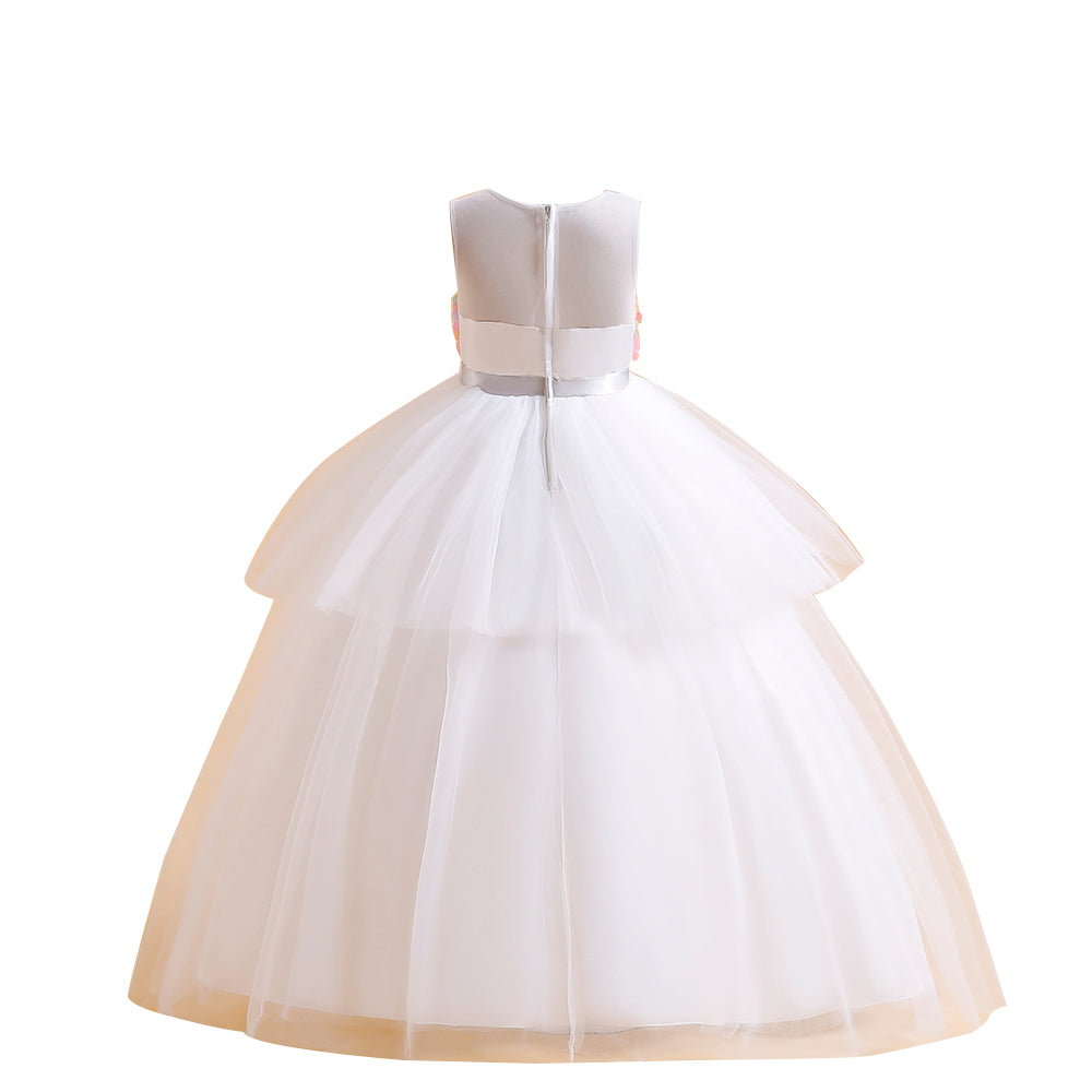 Girls White Fit & Flare Maxi Dress