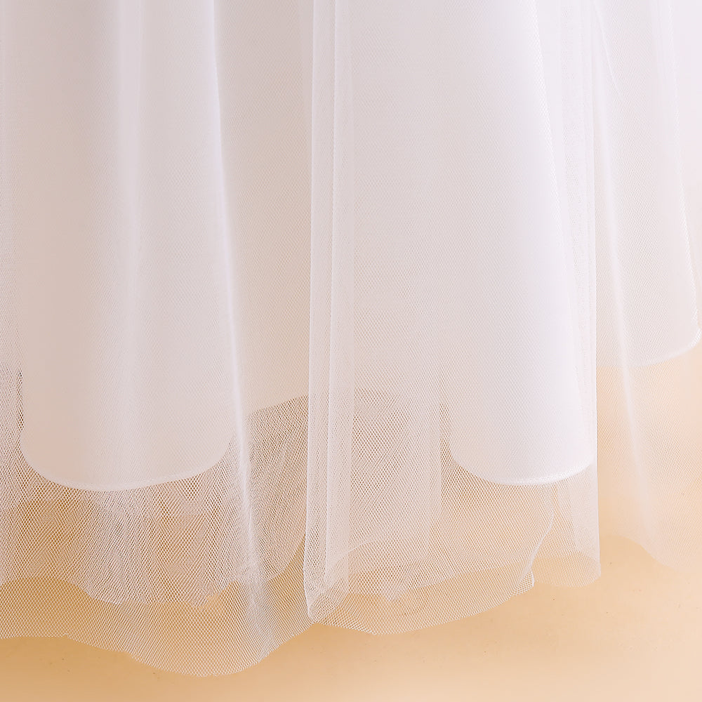 Girls White Fit & Flare Maxi Dress