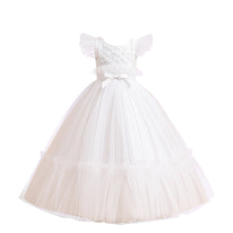 Girls White Self Design Maxi Dress