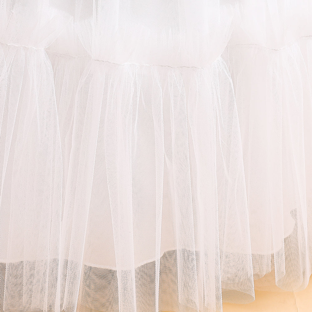Girls White Self Design Maxi Dress
