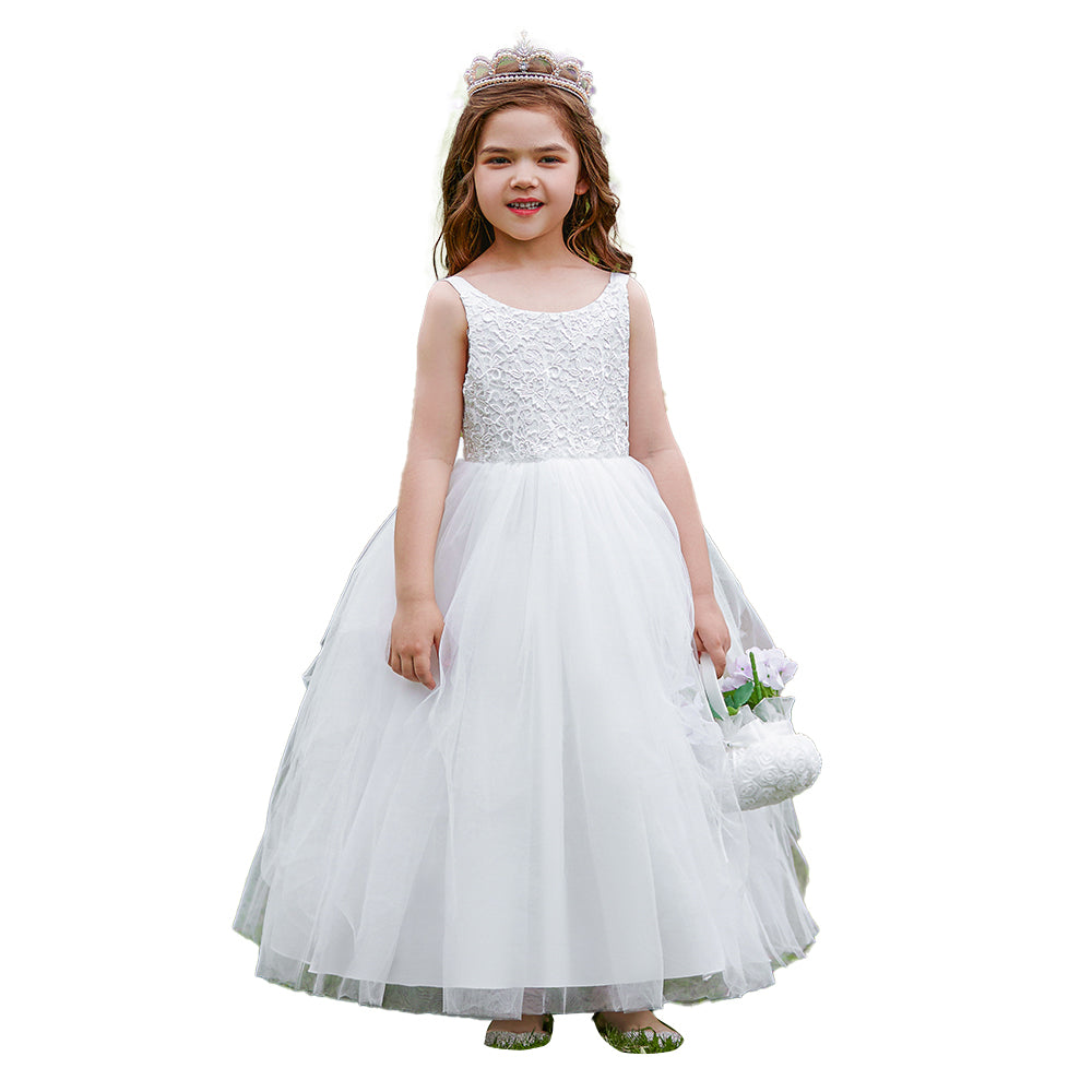 Girls Self Design Sleeveless Maxi Dress