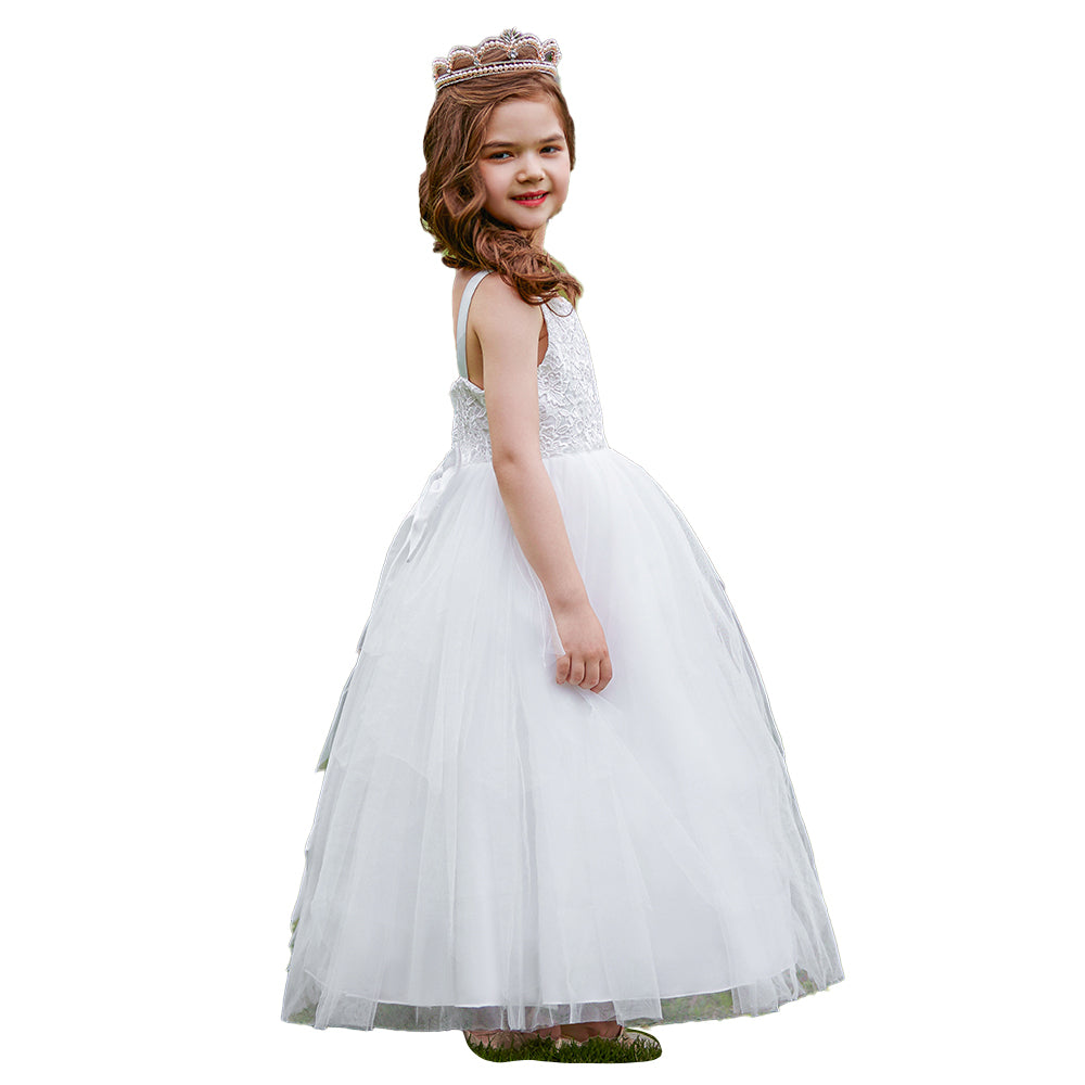 Girls Self Design Sleeveless Maxi Dress