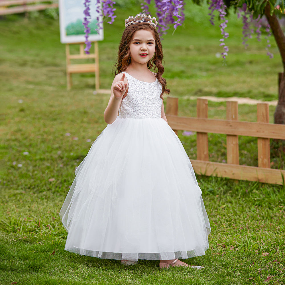 Girls Self Design Sleeveless Maxi Dress