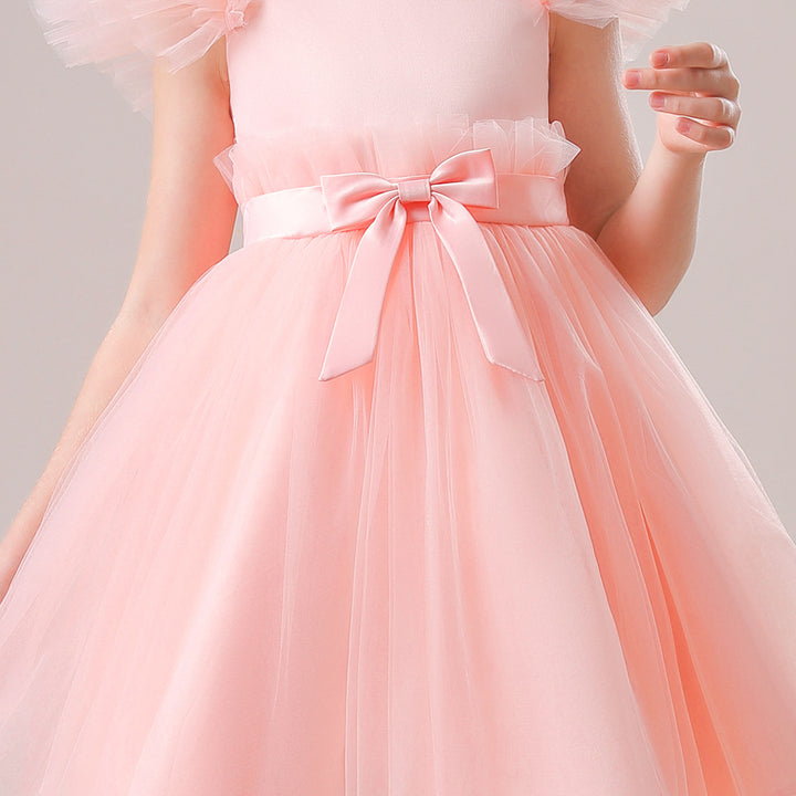 Pink & silver pink Puff Sleeve Fit & Flare Maxi Dress