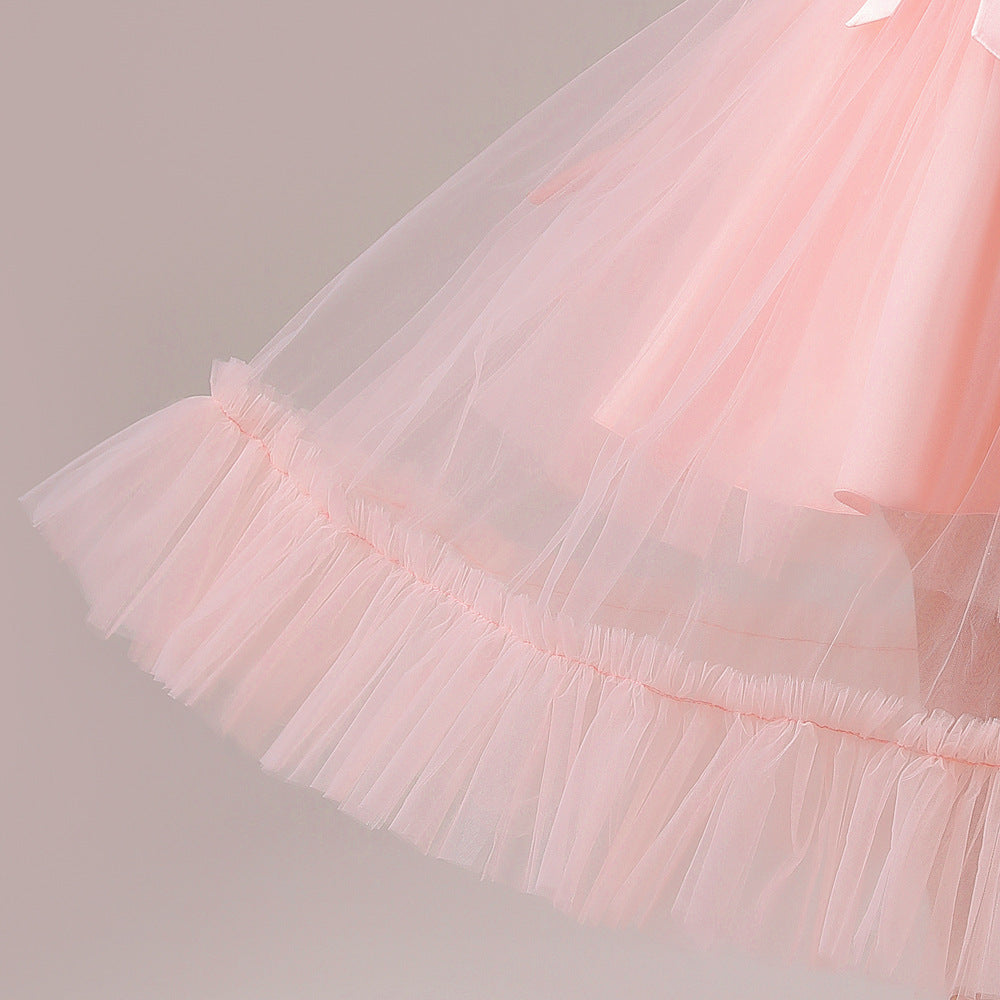 Pink & silver pink Puff Sleeve Fit & Flare Maxi Dress