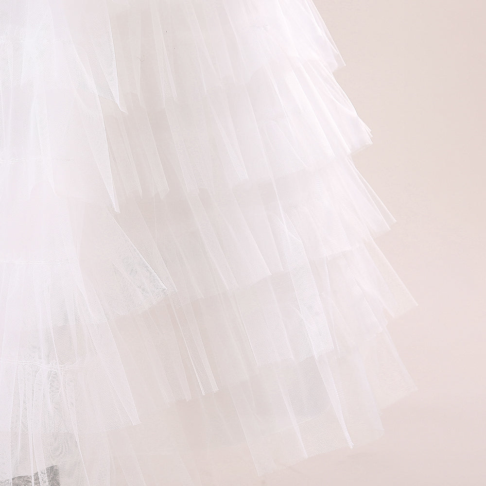 White & magnolia Ruffled Midi Dress