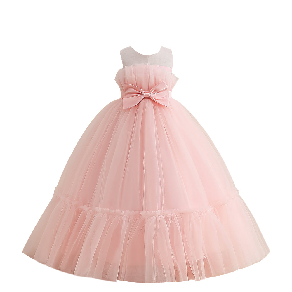 Pink & shadow Girls Layered Sleeveless Maxi Dress