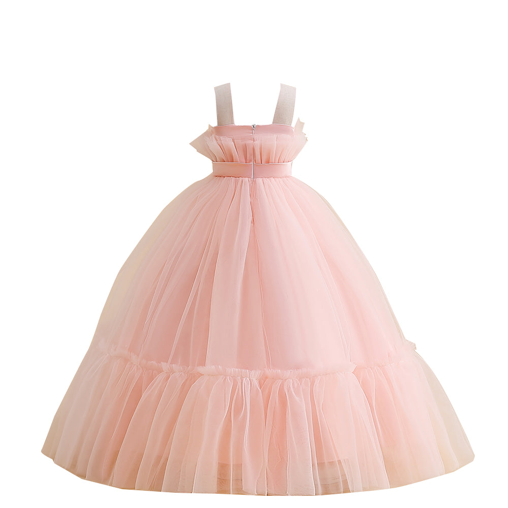 Pink & shadow Girls Layered Sleeveless Maxi Dress