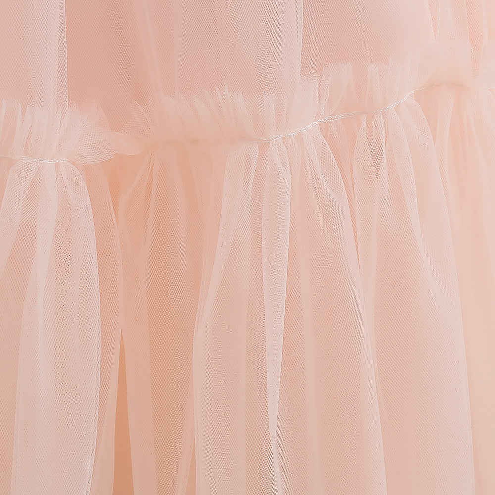 Pink & shadow Girls Layered Sleeveless Maxi Dress