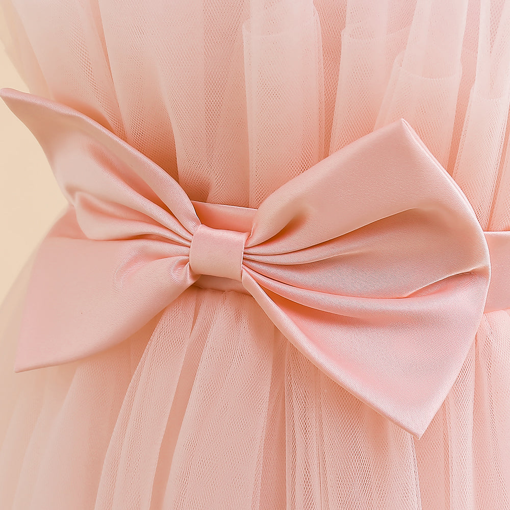 Pink & shadow Girls Layered Sleeveless Maxi Dress