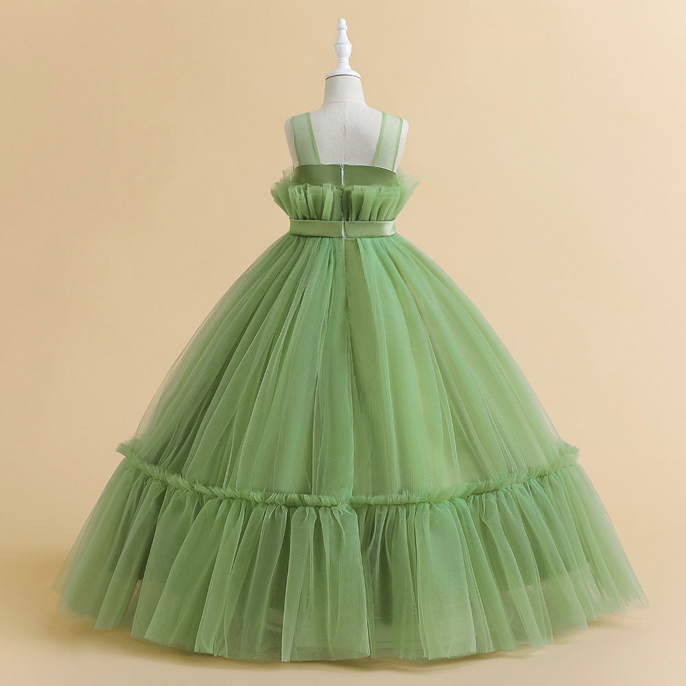 Green & green eyes Ruffled Fit & Flare Maxi Dress