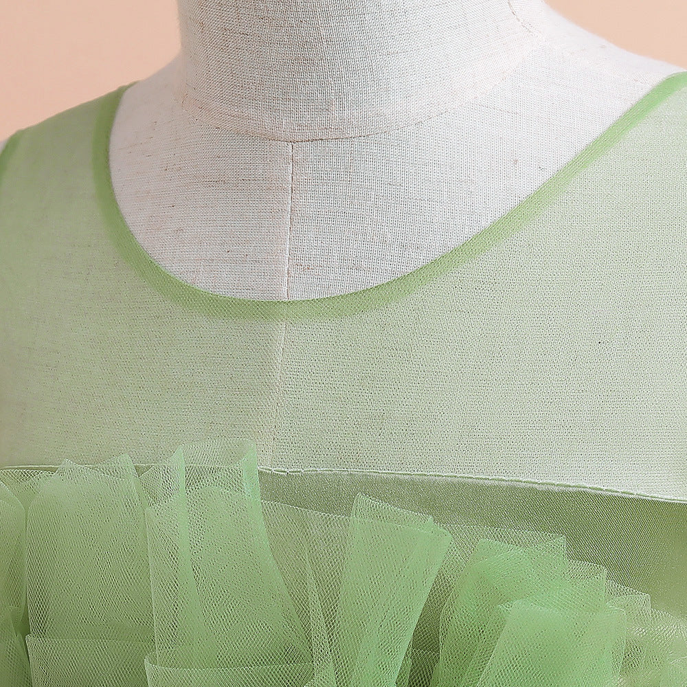 Green & green eyes Ruffled Fit & Flare Maxi Dress