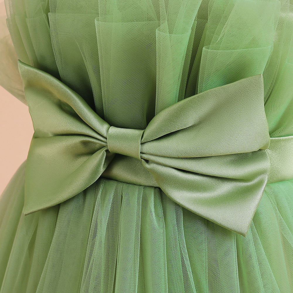 Green & green eyes Ruffled Fit & Flare Maxi Dress