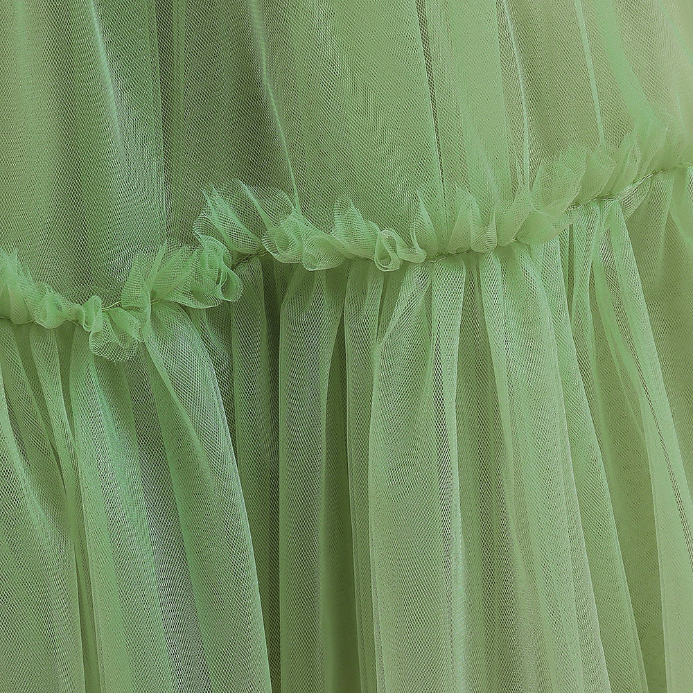 Green & green eyes Ruffled Fit & Flare Maxi Dress